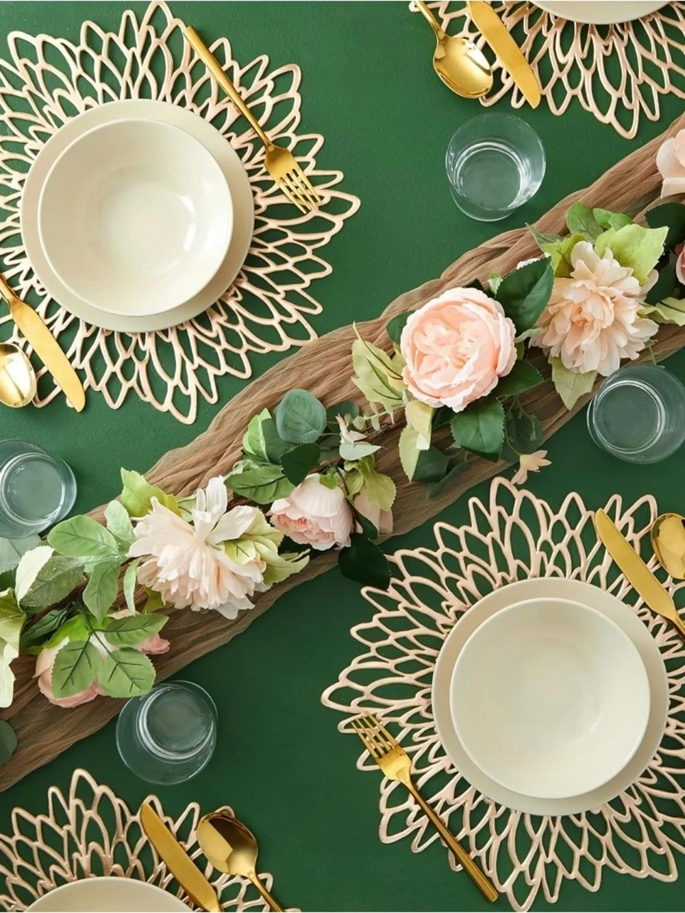 Rose Gold metallic 18 vinyl placemats used